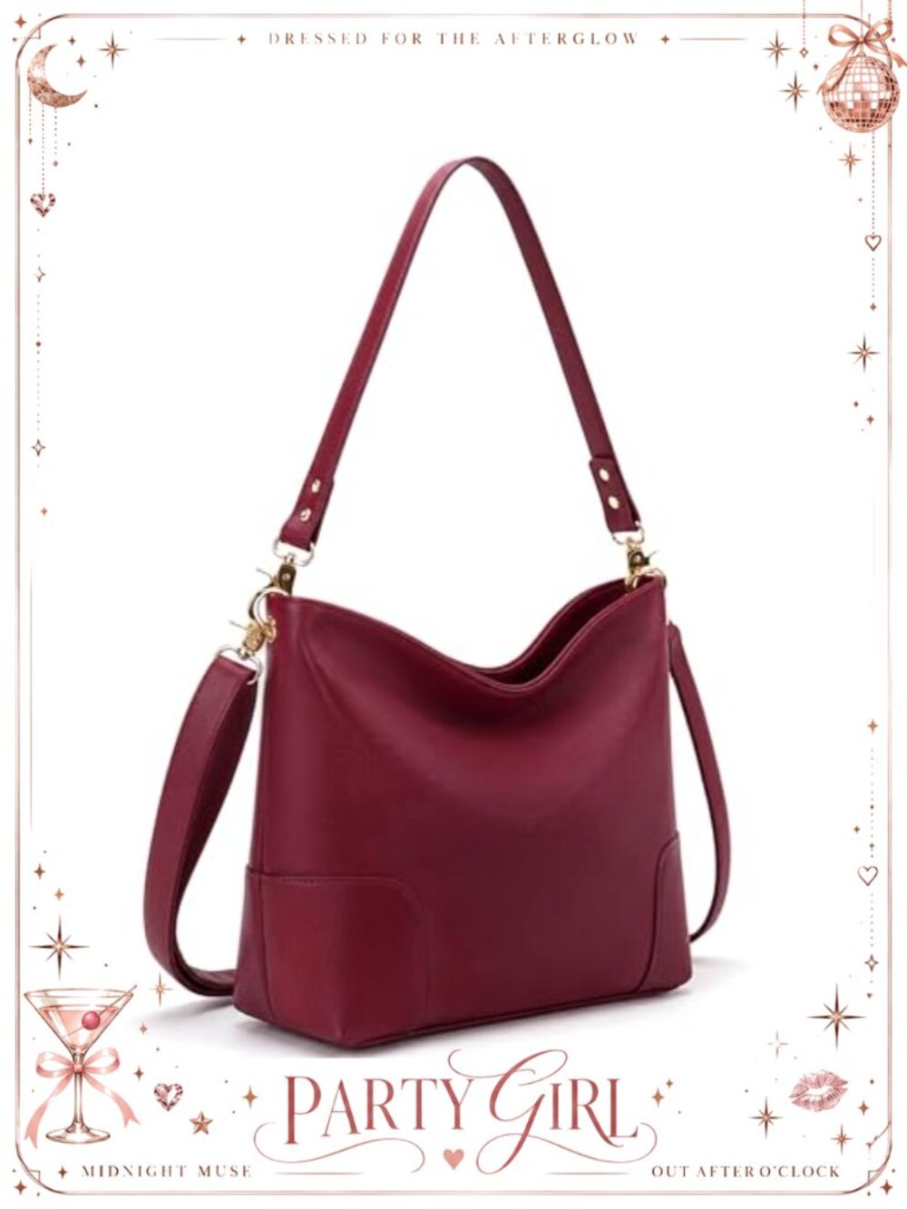 Large Bucket Purse Soft PU Leather Hobo Shoulder Crossbody Bag Vegan